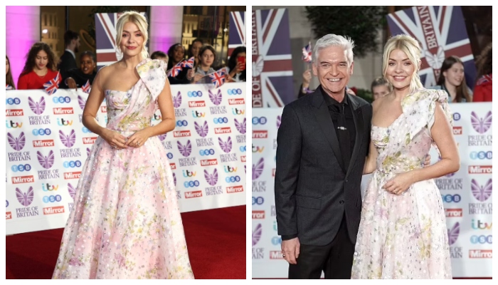 Holly Willoughby leads the ‘fashion queue’ in sweeping blush gown