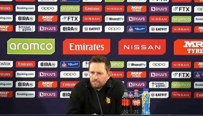 Zimbabwe captain Craig Ervine speaks during a presser. — Photo by author