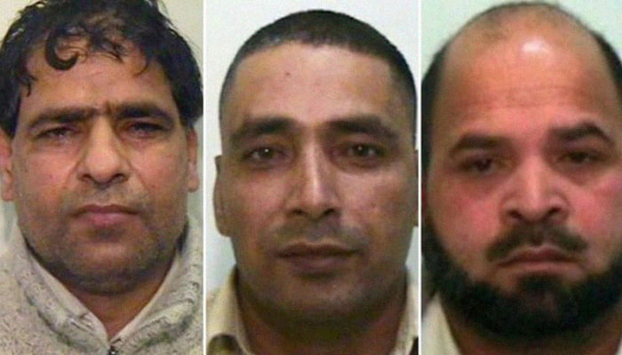 (Left to right) Abdul Aziz, Adil Khan, and Qari Abdul Rauf.  —  BBC / UK Police
