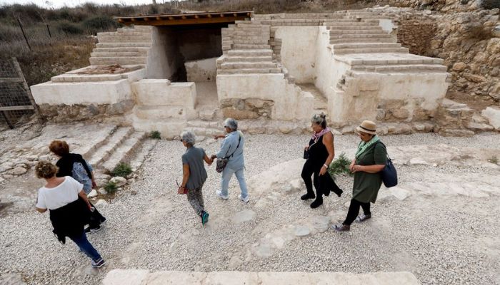 A group of visitors tours the Tel Lachish archaeological site in southern Israel, October 25, 2022.— Reuters