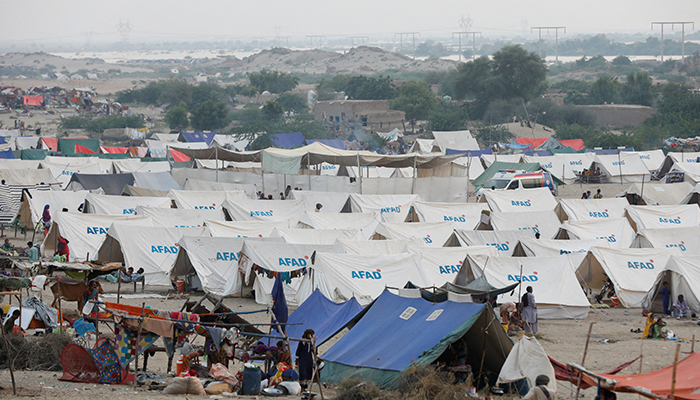 A view shows tents of the displaced people, following rains and floods during the monsoon season in Sehwan, Pakistan September 14, 2022. — Reuters