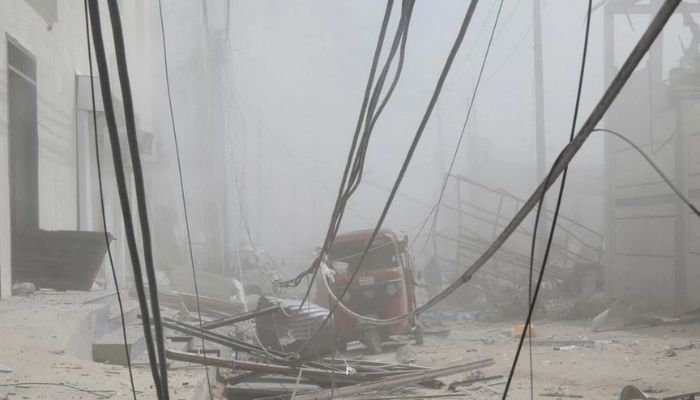 A general view shows the scene of an explosion near the education ministry building along K5 street in Mogadishu, Somalia October 29, 2022.— Reuters