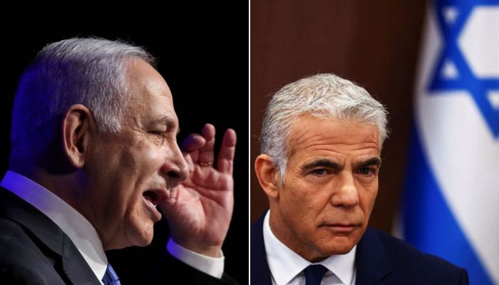 Forner Israeli Prime Minister Benjamin Netanyahu (l), Israeli Prime Minister Yair Lapid (r).— Reuters