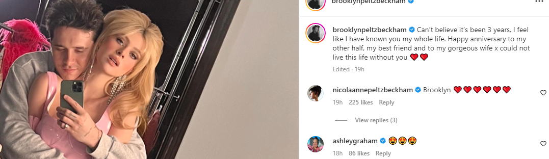 Brooklyn Beckham pens romantic note for wife Nicola Peltz as they celebrate 3 years of togetherness