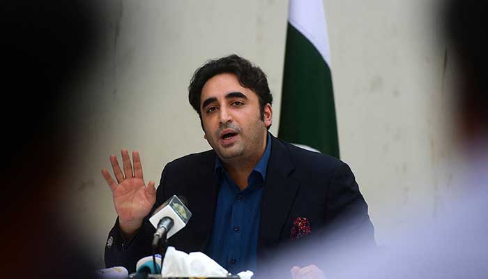 Pakistans Foreign Minister Bilawal Bhutto Zardari speaks during a press conference in Karachi on October 15, 2022. — AFP