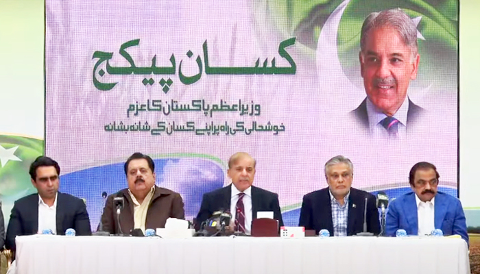 Prime Minister Shehbaz Sharif addressing a press conference alongside federal ministers and members of the governments economic team in Islamabad, on October 31, 2022. — YouTube/PTVNewsLive