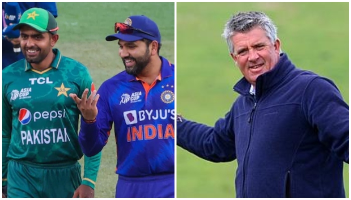 Pakistan skipper Babar Azam (L), India skipper Rohit Sharma, and former Australian cricketer Simon ODonnell. — AFP/Twitter/File