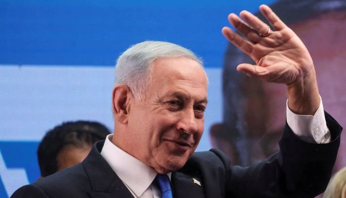 Former Israeli Prime Minister Benjamin Netanyahu gestures as he addresses his supporters from a truck at a campaign event in the run-up to Israels election in Or Yehuda, Israel October 30, 2022.— Reuters