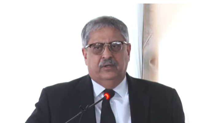 Islamabad High Court Chief Justice Athar Minallah addressing the inauguration event of the Legal Facilitation Centre of Islamabad High Court’s newly-constructed building in Islamabad, on November 2, 2022. — YouTube/PTVNewsLive