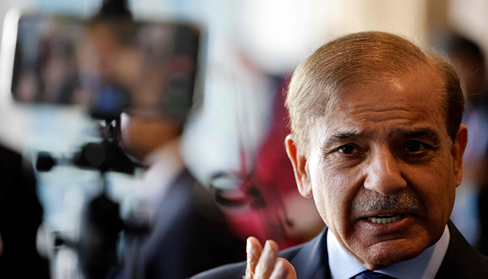 Pakistani Prime Minister Shehbaz Sharif arrives for a bilateral meeting with French President Emmanuel Macron on the sidelines of the 77th United Nations General Assembly at UN headquarters in New York City on September 20, 2022. — AFP/ Ludovic Marin