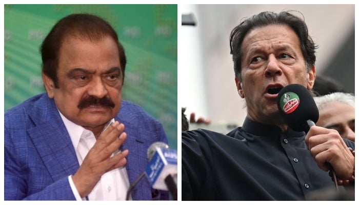 Minister for Interior Rana Sanaullah (left) and PTI Chairman Imran Khan. — APP/AFP/File