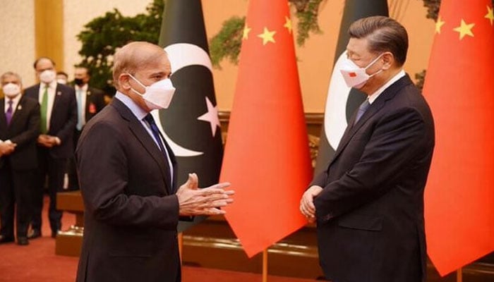 PM Shehbaz meeting Presixent Xi in Beijing on November 2, 2022. PID