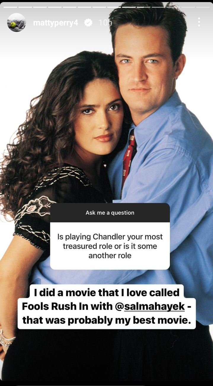 Matthew Perry says playing Chandler Bing is not his most treasured role