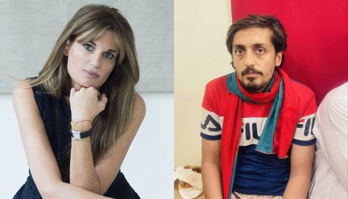 British filmmaker Jemima Goldsmith (r) and Ibtisam, the man who foiled the assassination attempt on PTI Chairman Imran Khan. — Twitter