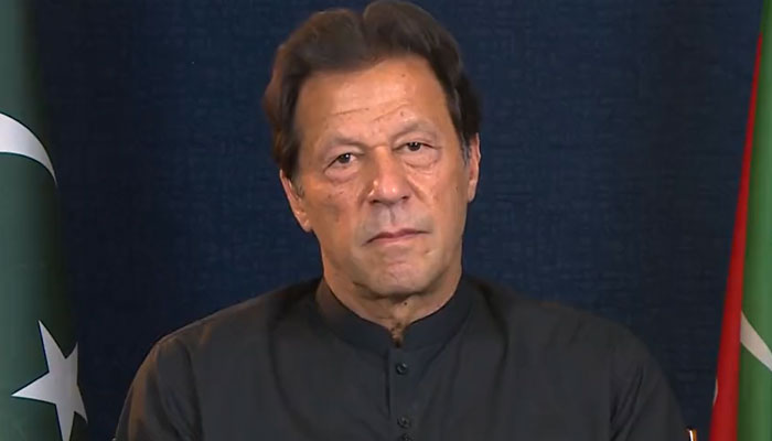 Imran Khan speaking to a British media outlet on November 3, 2022, two hours before an assassination attempt on him. Screengrab of a Twitter video.