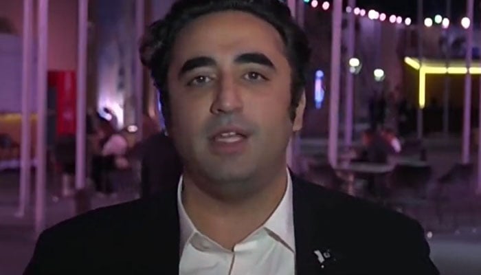 Foreign Minister Bilawal Bhutto-Zardari speaking to the US news channel on November 7, 2022. Screengrab of a Twitter video.