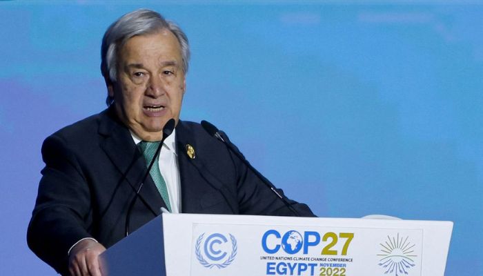 Secretary-General of the United Nations Antonio Guterres speaks during the COP27 climate summit, in Sharm el-Sheikh, Egypt November 7, 2022.— Reuters