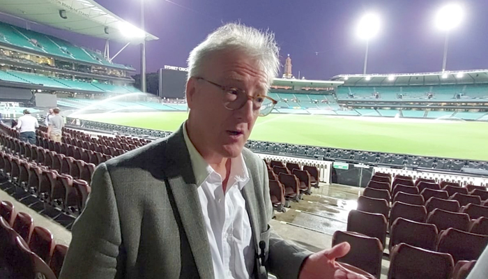 Former head coach of the Pakistan cricket team Geoff Lawson speaks during an interview with Geo News in Sydney, on November 8, 2022. — Photo by author