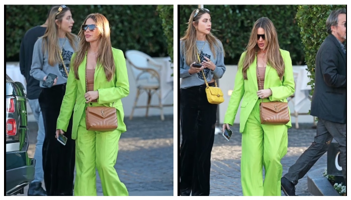 Sofia Vergara terlihat chic dalam setelan celana hijau limau saat dia melangkah keluar di LA