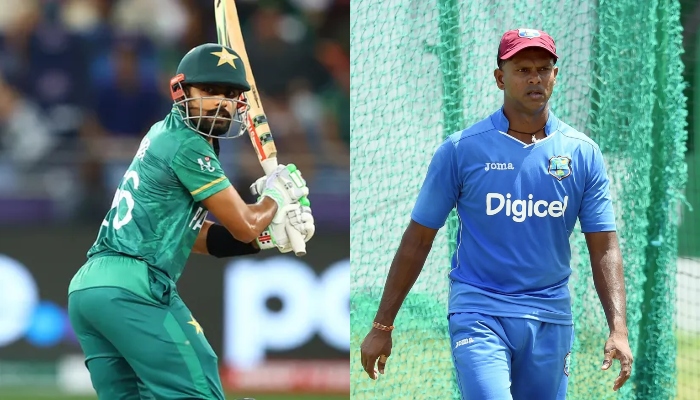 Pakistan skipper Babar Azam (L) and former West Indian batting maestro Shivnarine Chanderpaul. — ICC