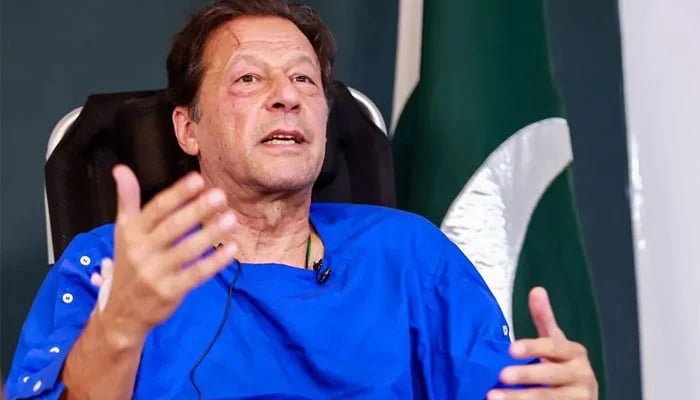 PTI Chairman Imran Khan speaks at presser after surgery following gunshot injuries. — Instagram/File