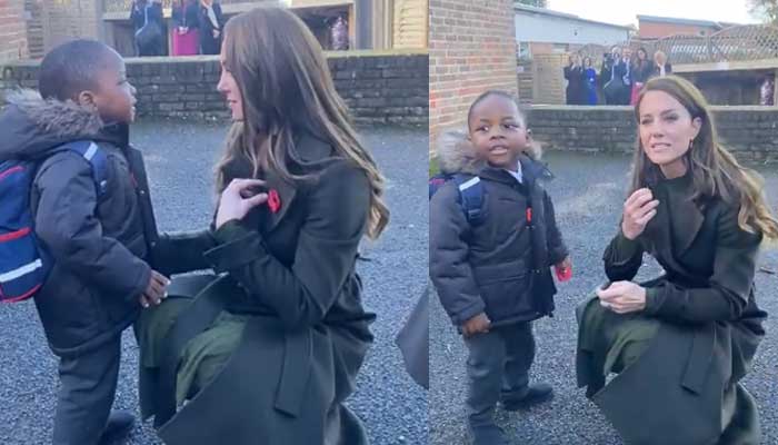 Kate Middleton gives child remembrance poppy as she visits maternity facility amid pregnancy rumours