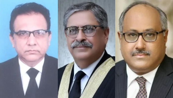 (L to R) Justice Athar Minallah, Justice Shahid Waheed, and Justice Hasan Azhar Rizvi. — LHC, IHC and SHC websites