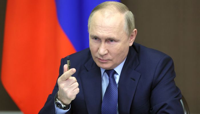 Russian President Vladimir Putin attends a meeting with government members via a video link in Sochi, Russia November 24, 2021.— Reuters