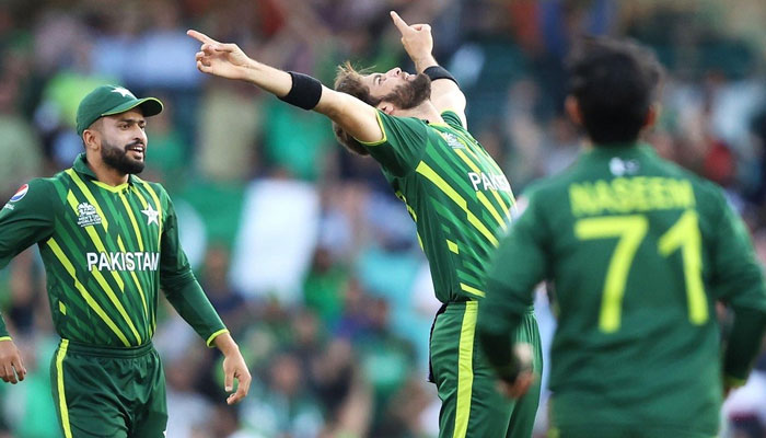 Pakistan pacer Shaheen Shah Afridi celebrates a wicket in T20 World Cup semi-final against New Zealand. — Instagram