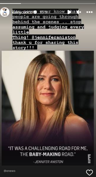 Kaley Cuoco admires Jennifer Aniston for speaking out about her infertility