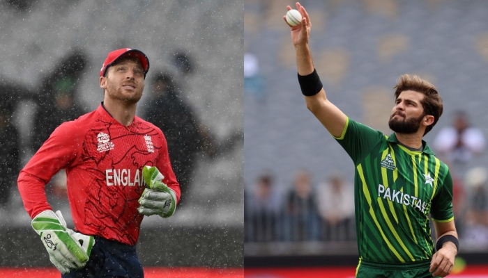 England skipper Jos Buttler and Pakistan pacer Shaheen Shah Afridi. — AFP/File