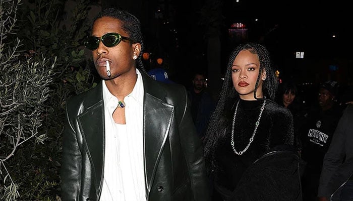 Rihanna, A$AP Rocky twin in black as they head to The Fleur Room lounge in L.A