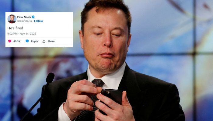 Elon Musk looks at his mobile phone in Cape Canaveral, Florida, U.S. January 19, 2020.— Reuters