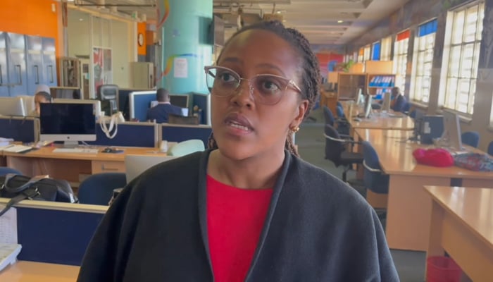 Leading crime reporter for a major Kenya TV station,Ngina Kirori, speaks during an interview with Geo News in Nairobi, Kenya. — Photo by author