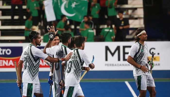 Pakistan team celebrates during a match in the 2022 Sultan Azlan Shah Cup — AHF/file