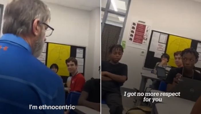 A combination of screengrabs shows a classroom in Texas, US.— Social media