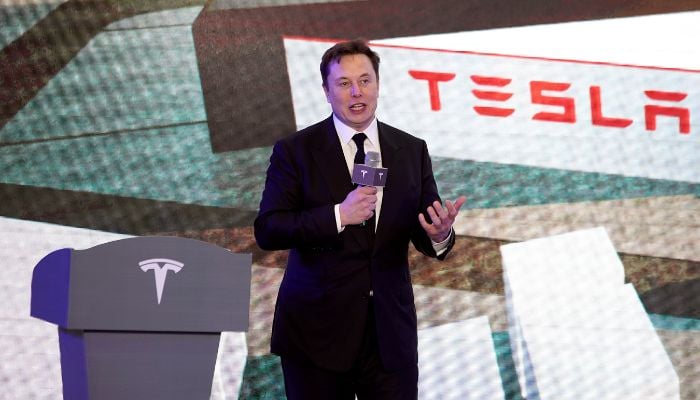 Tesla Inc CEO Elon Musk speaks at an opening ceremony for Tesla China-made Model Y program in Shanghai, China January 7, 2020.— Reuters
