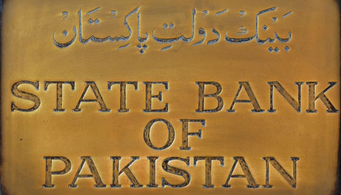 A brass plaque of the State Bank of Pakistan is seen outside of its wall in Karachi, Pakistan December 5, 2018. — Reuters
