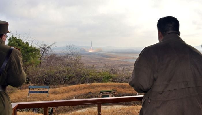 North Korean leader Kim Jong Un watches the launch of an intercontinental ballistic missile (ICBM) in this undated photo released on November 19, 2022 by North Koreas Korean Central News Agency (KCNA).— Reuters
