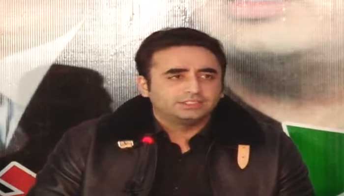 Foreign Minister Bilawal Bhutto Zardari addresses a press conference.— YouTube/ Geo News/screengrab