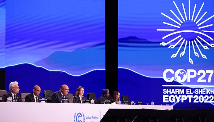 Ministers deliver statements during the closing plenary at the COP27 climate summit in Red Sea resort of Sharm el-Sheikh, Egypt, November 20, 2022. — Reuters