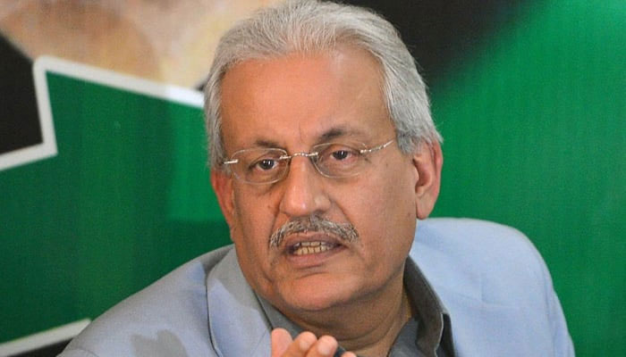 PPP Senator Raza Rabbani speaks during a press conference in this undated photo. — AFP/File