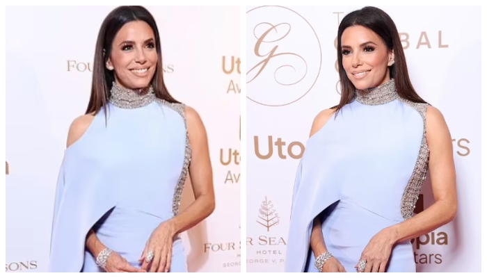 Eva Longoria is ethereal in floor-length dress as she attends Global Gift Gala