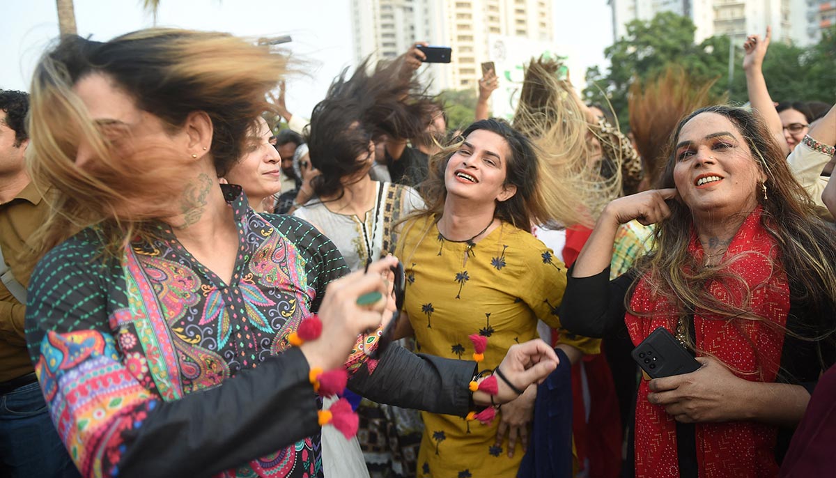 Pakistan´s transgender community activists and supporters gather during Moorat march in Karachi on November 20, 2022. — AFP