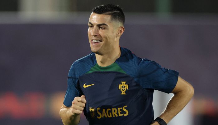 FIFA World Cup Qatar 2022 - Portugal Training - Al Shahaniya SC Training Facilities, Al-Shahaniya, Qatar - November 19, 2022 Portugals Cristiano Ronaldo during training.— Reuters