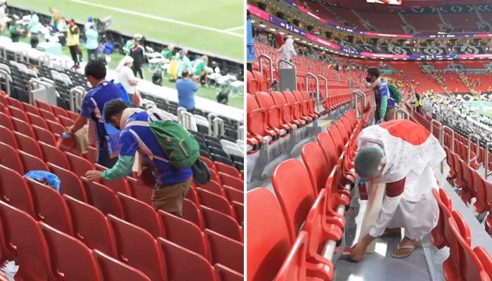 While other fans left, Japanese fans decided to stay back and collect the garbage at the venue.— Screengrab via Instagram