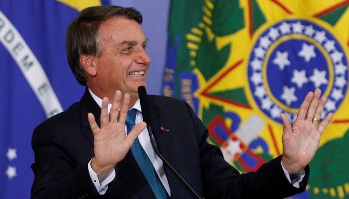 Brazils President Jair Bolsonaro speaks during a ceremony to meet the paralympic athletes at the Planalto Palace in Brasilia, Brazil October 6, 2021.— Reuters
