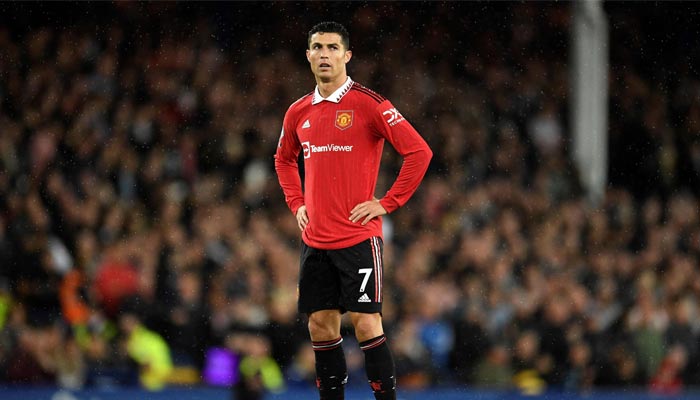 Manchester United´s Portuguese striker Cristiano Ronaldo looks on during the English Premier League football match between Everton and Manchester United at Goodison Park in Liverpool, north west England on October 09, 202. — AFP