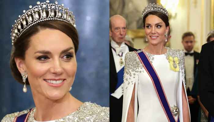 Kate Middleton steals limelight as she wears Princess Dianas Lovers Knot tiara for first crowning moment
