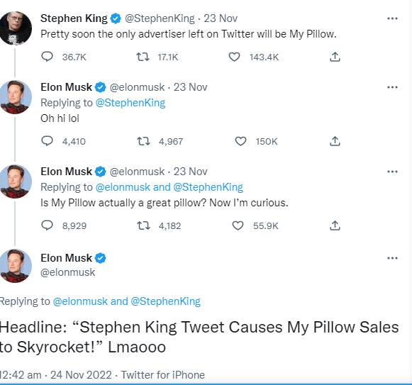 Stephen King hits out at Elon Musk over advertisers pull out from Twitter